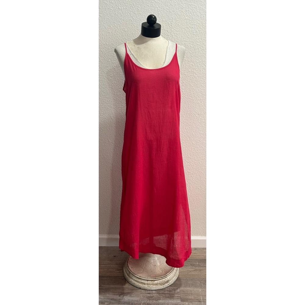 Naushad Ali Women’s Maxi Slip Dress Size Large Red Sheer Coverup Beach Bohemian